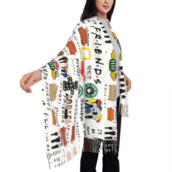 Vänner Symbol Collage Tofs Scarf Kvinnor Mjuk TV-program Sjal Wrap Lady Vinter Höst Halsdukar
