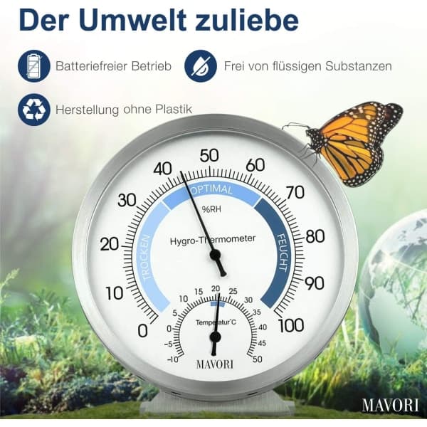 Hygrometer Analog inomhustermometer - högkvalitativt rostfritt