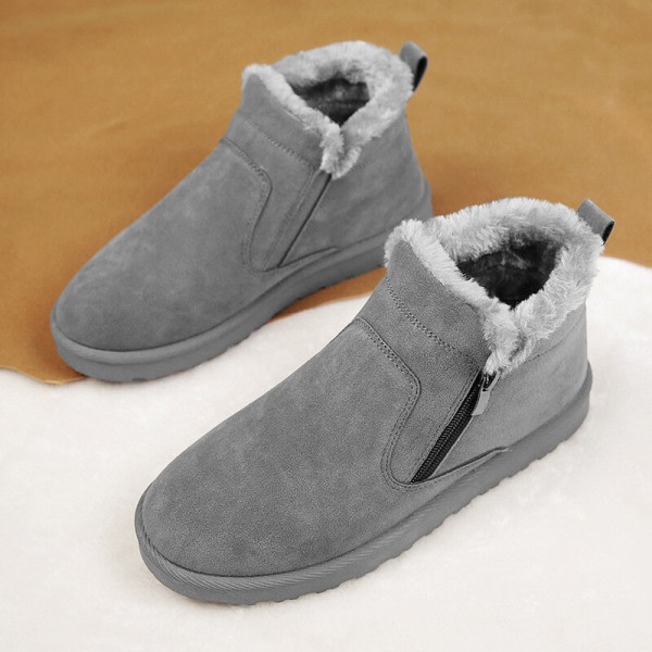 Mens Casual Anti Slip Vinterskor Komfort Rund Toe Snow Boots grå 41