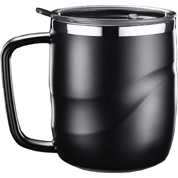Kaffekopp i rostfritt stål med lock och handtag vakuumisolerad kontorspresent tekopp vattenkopp