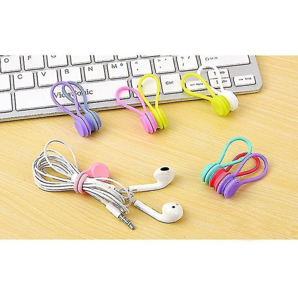 3 st Multifunktionella magnetiska hörlursupprullare Silikonsladd Organizer Trådhållare Kabel Bokmärke Nyckelring Hantering (slumpmässig färg)