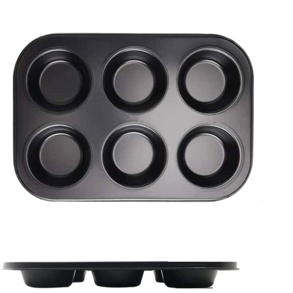 Form silikon, muffinsplåt för 6 muffins, för muffins, muffinsbakplåt - svart