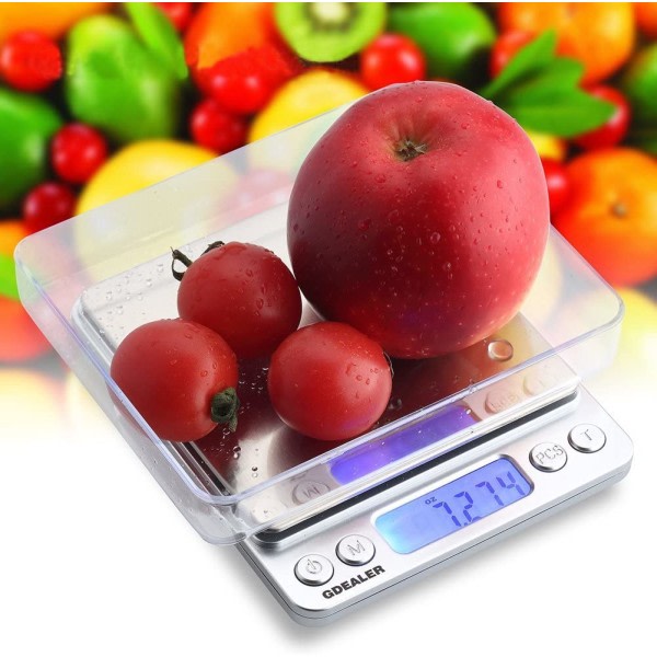 Digital gramvåg 500g 0,01g köksmatvåg Hög precision silver