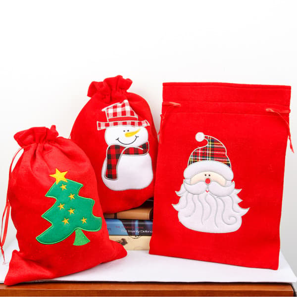 1ST Liten julklappspåse Guld sammetsbroderad present b