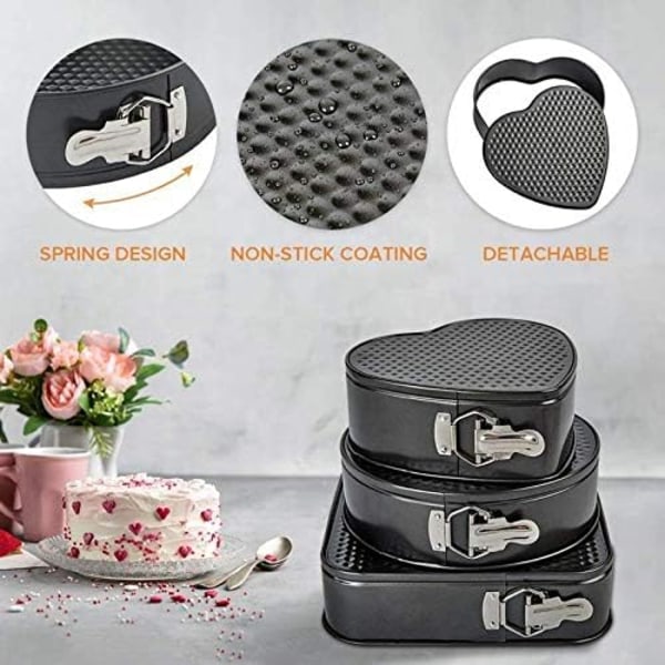Set, 3 set, Nonstick läckagesäker kakplåtsform Cheesecakeplåt