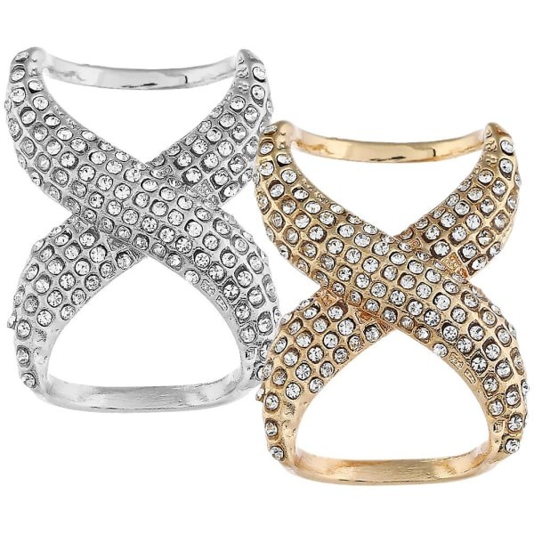 2 st Rhinestone Halsklämmor Sjal Spänne Spännen Halsduk Ringar Modekläder Smycken Guld