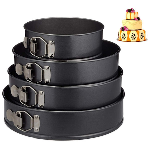 Grå set i metall, 4 delar, rund, 11/18/22/25 cm, non-stick, 250° värmebeständig