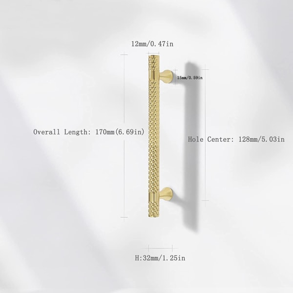 6 delar guld möbelhandtag, kök drar 128 mm hål mitt,