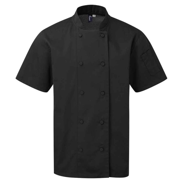 Premier Unisex Adult Coolchecker kortärmad kockjacka S Bl Black S
