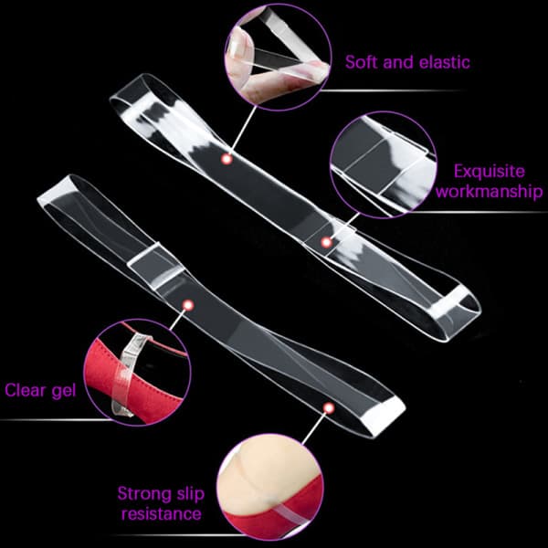 1/5 par kvinnor högklackat bälte Elastisk silikon Transparent Sho 5PCS