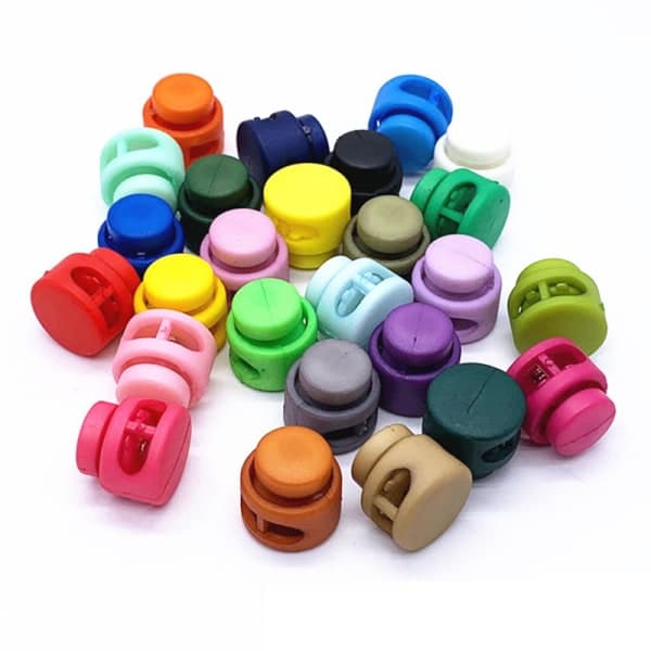 10 ST Knappar Plast Dubbla Hål Toggle Clip Stopper Spänne Väska A6