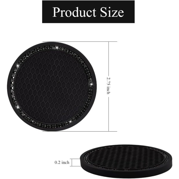 2-pack GM Glitter Cup Holder Insert Coasters (2,75" diameter), Crystal Rhinestones