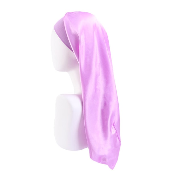 Simulering silke lång tub elastisk cap (ljuslila)