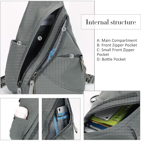 Canvas Sling Bag - Liten Crossbody ryggsäck Shoulder Casual Daypack ryggsäck för män kvinnor