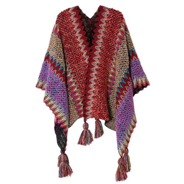 Tjocka Poncho Sjal Wrap Öppen Front Lång Vintertröja Kappa