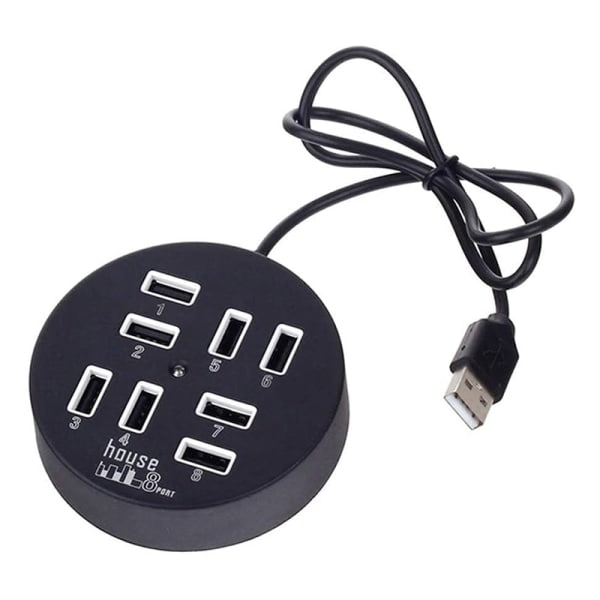 8-portars USB -laddaradapter med hög hastighet med LED black