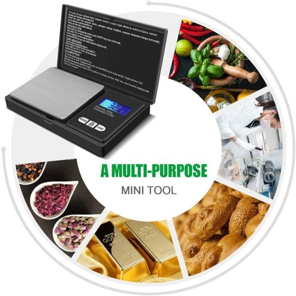 Smart våg med 7 enheter.med LCD-skärm，500g x 0,01g