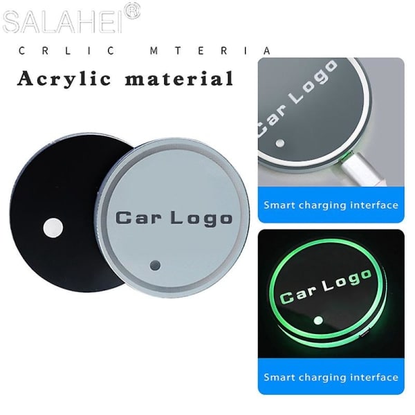 2-pack LED Bil Vattenkoppshållare Lampa Flask Underlägg för Skoda Octavia Superb Tillbehör