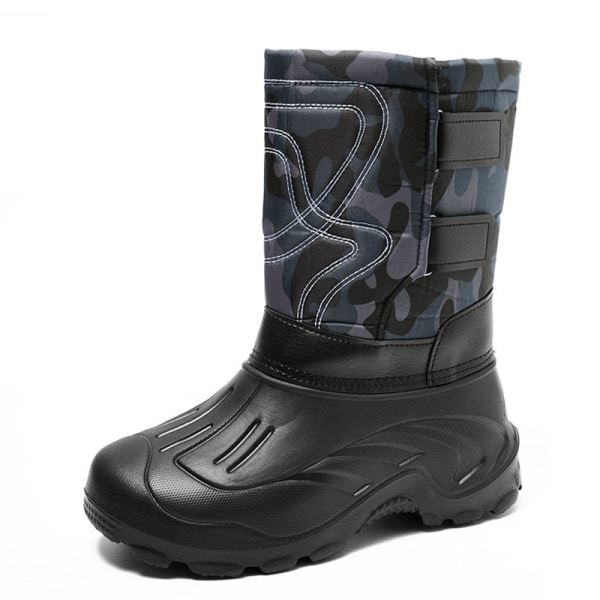 Komfort vattentät vintersko för män Casual Platform Mid Calf Boot Blue 46