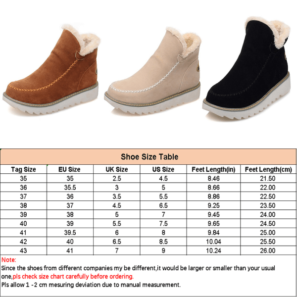 Dam Mid Top Snow Boots Plyschfoder Vintervarma skor Svart 42