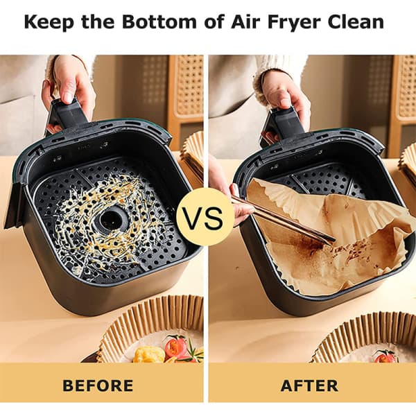 Air Fryer pergamentpappersfoder, 100st fyrkantiga Air Fryer-foder