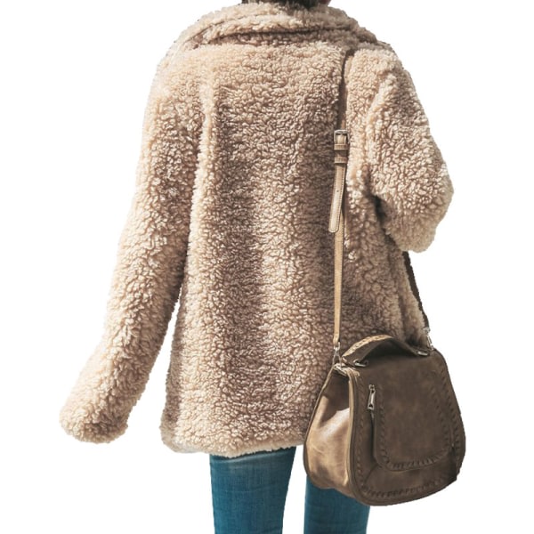 Dam plysch kofta jacka vinter varm casual jacka apricot,5XL