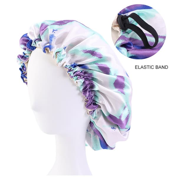 Tie-dye simulering silkes cap (lila - vuxen 36 cm)