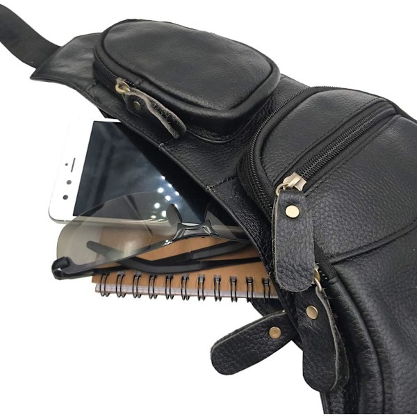 Axelremsväska i läder Crossbody Herr Dam Resor Utomhussporter, Ryggsäck