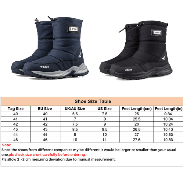 Vattentäta snöstövlar för herr Varma stövlar Anti-halk utomhusskor svart 42