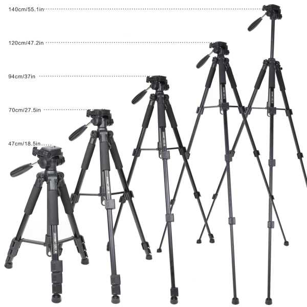 Kamerastativ för Canon Nikon Sony, lätt resestativ med case för DSLR/SLR