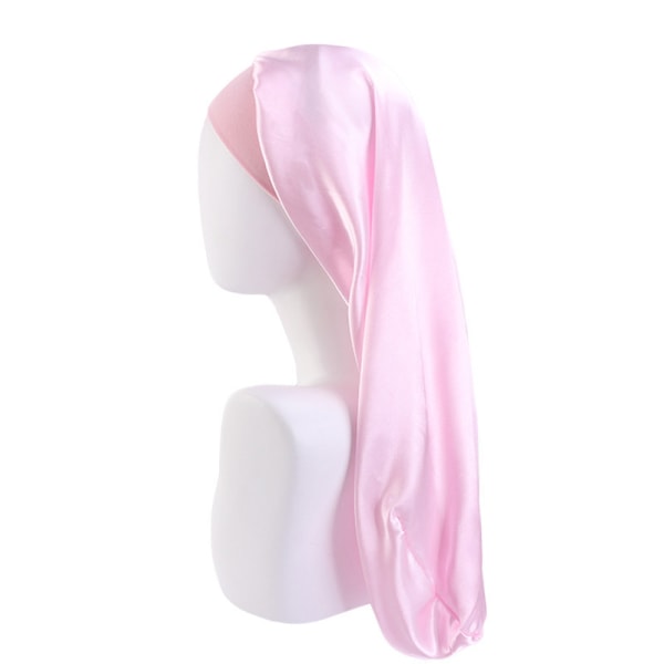Simulering silke lång tub elastisk cap (rosa)