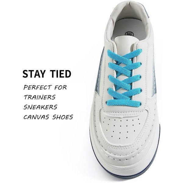 par platta skosnören för sneakers (turkos), platta skosnören för sneakers - ekonomiskt, 8 mm breda