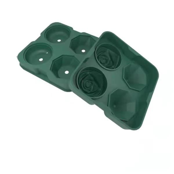 Silikon 4 Grids Ice Cube Form Rose Silikon Ice Form Tray Tool Green