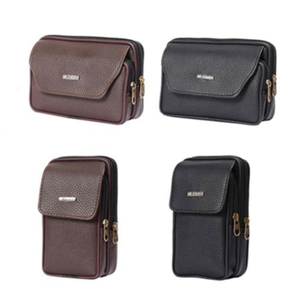 Herrbältesögla Dragkedja Flerfickor Midjeväska Liten midjeväska Vertical brown One-size