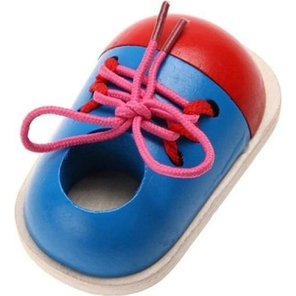 Sko för att lära sig snöra skorna Montessorispel * Mått: 11 x 6,5 x 4 cm * Material: trä * Lärande