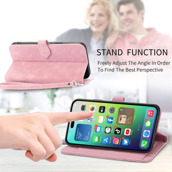 För iPhone14 Mobiltelefon Phone case Cover - Plånbok Flip rosa guld