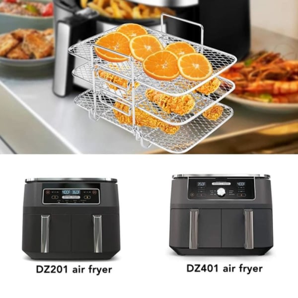 Air Fryer Rack för Ninja Air Fryer Flerlagers korg Grillstativ Silver