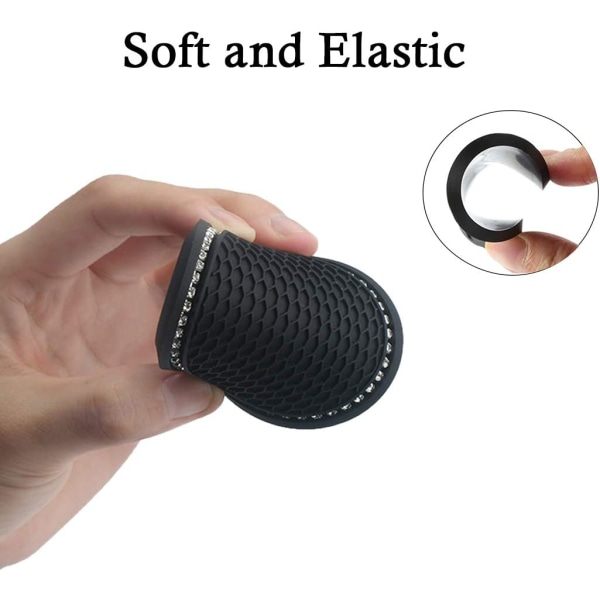 HHL 2 Inch Crystal Rhinestone Bilinredningstillbehör Slitstarka Anti-Slip Bilkopp Mattor (svart) 2st