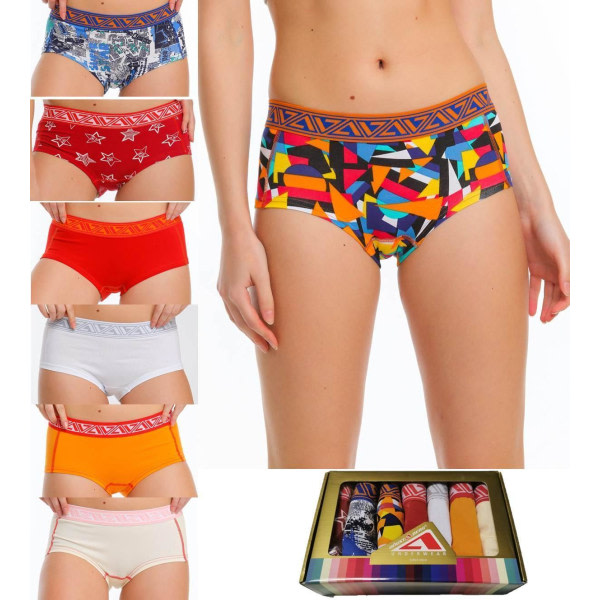 7 Pack Högstaberg Boxer -Hipsters MultiColor L kvinna