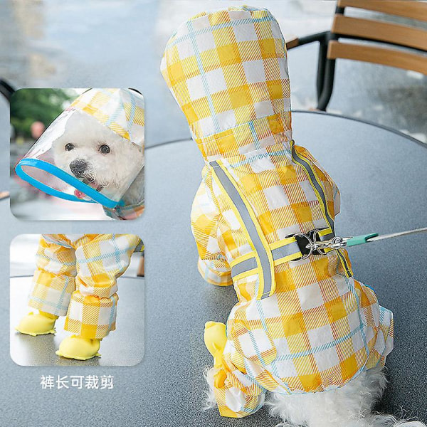 Hund Pet Rain Poncho Reflexremsa Vattentät Jumpsuit Andas Luvtröja Gul XL