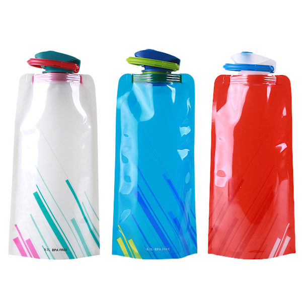 700 ml hopfällbar vattenflaska 3-delad set, flygande flexibel hopfällbar flexibel återanvändbar vattenflaska