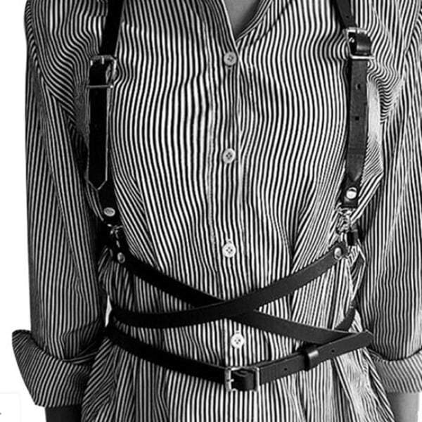 Body Bondage Sele i konstläder Midjehängslen Bälte Svart