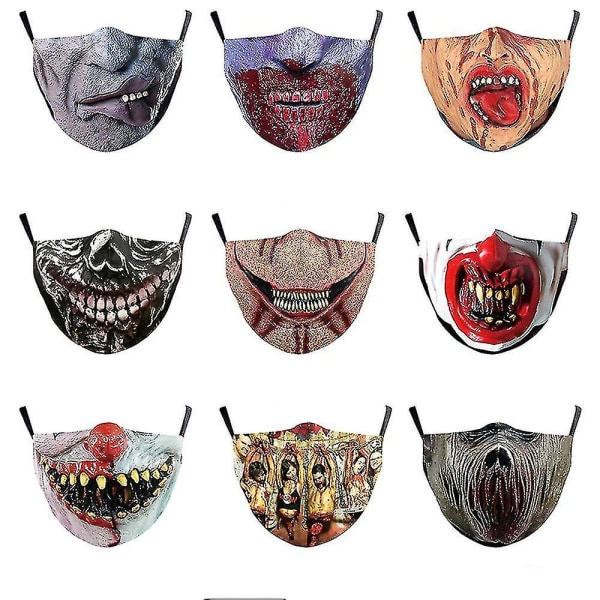 Rolig Tvättbar Ansiktsmask Halv Ansikte Mun Mark Hiphop Cospaly Party One Size Haklapp B178-995
