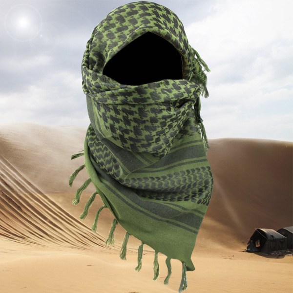 Scarf Military Shemagh Tactical Desert Keffiyeh Head Neck Scarf Arab Wrap med tofs 43,3x43,3 tum / 110x110 cm (Camo Green)