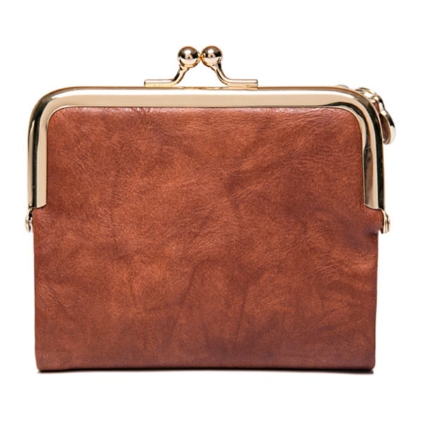 Mini Fashion Dam fyrkantig kort plånbok Vikbar Multi-slot Dragkedja Korthållare Brown