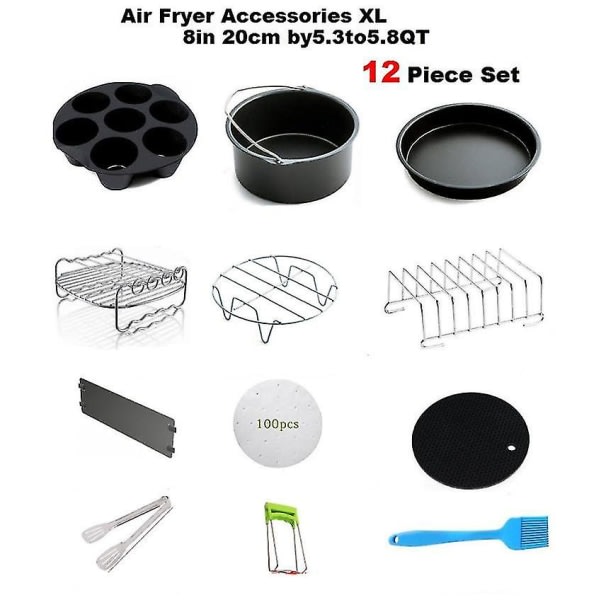 8-in 12- set Air Fryer-tillbehör Air Frying Pan Cake Korg Lämplig för 3,5-5,8qt Air Fryer (gratis frakt)