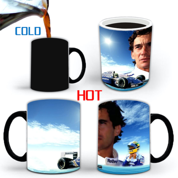 F1 Racing Car Mönster Färgbyte Mugg Keramisk kaffemugg Thermal tekopp Nyhetspresent