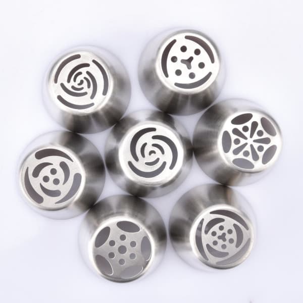 7 spritspetsar av metall, spritspetsar Silver