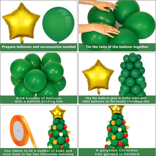 1 set Grön julgransballongkombination Jul lat