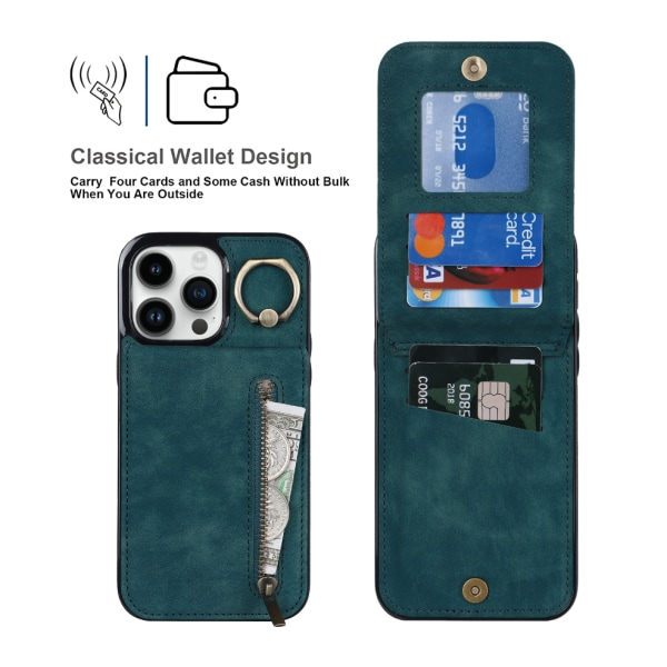Gäller iPhone13/14 korthållare-mobiltelefon case blå